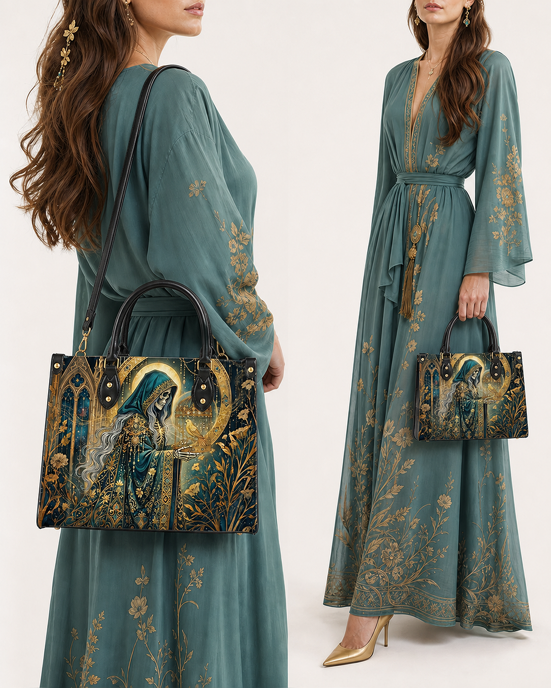 Gilded Reaper  Leather Handbag