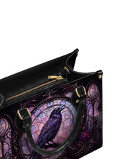 Stained Glass Raven Letter Leather Handbag