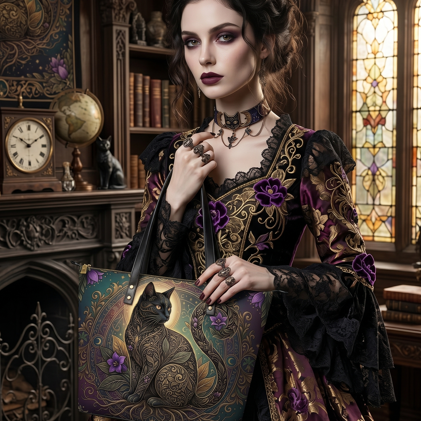 TwilightVine Leather Tote Bag