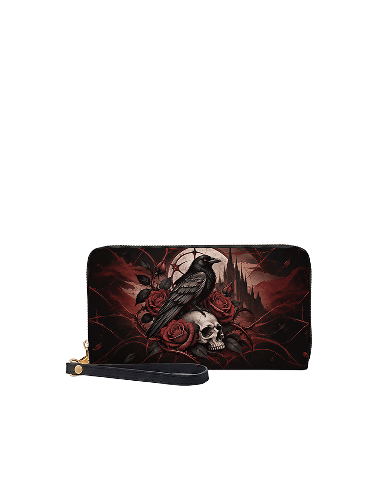 Raven's Bone Long Zip Wallet