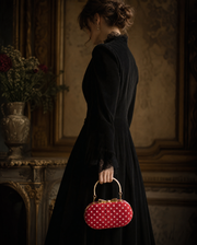 Rouge Polka Velvet Clutch