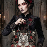 Crowned Tiger Leather Handbag