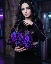 Neon Skull Leather Handbag