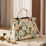 Sea Camellia Leather Handbag