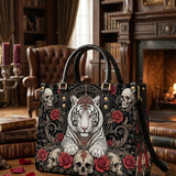 Crowned Tiger Leather Handbag
