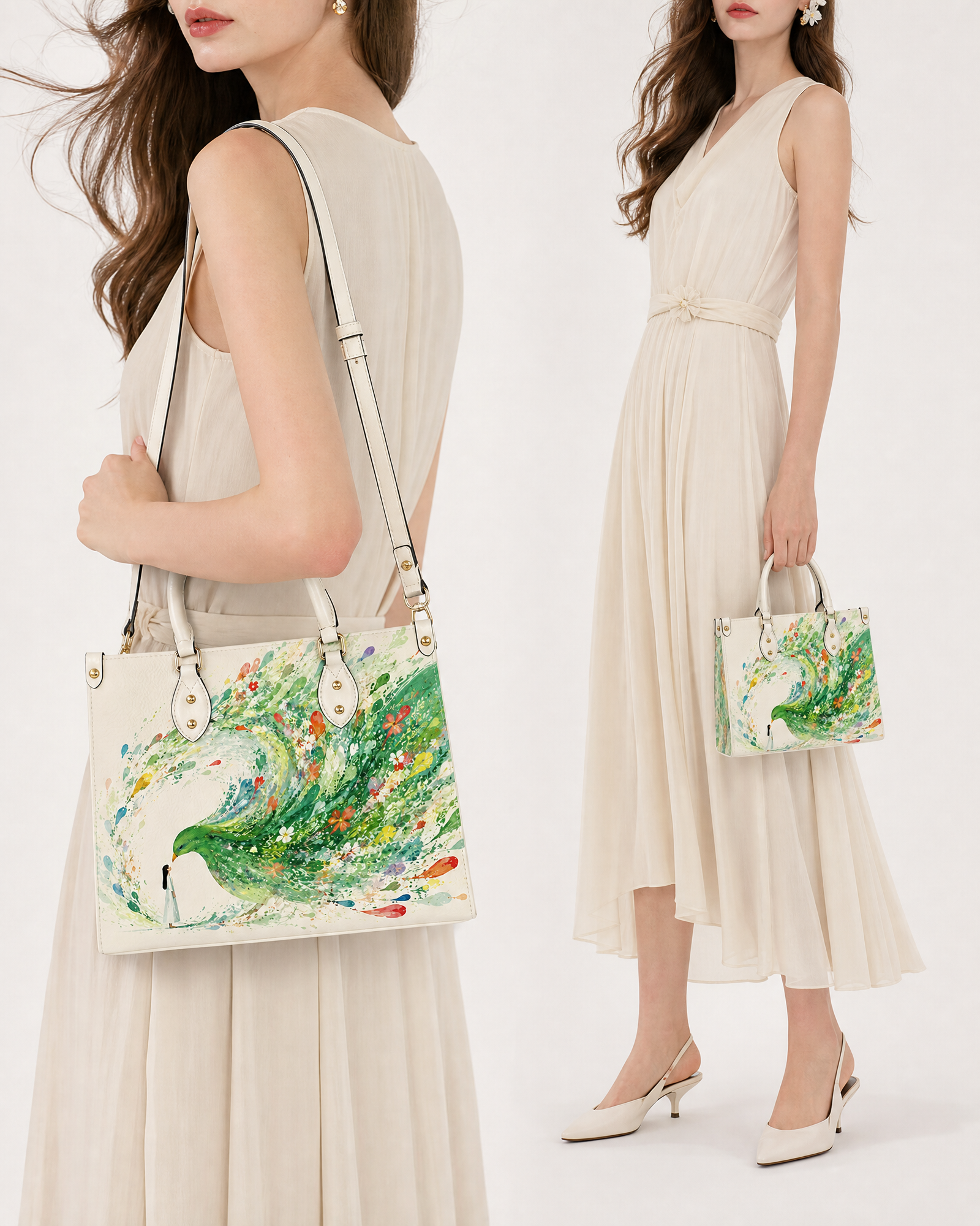 Azure Bird(Abundance) Leather Handbag