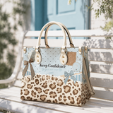 Aqua Spots Leather Handbag