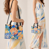 Azure Shell Leather Handbag