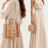 Boho Tapestry Leather Handbag