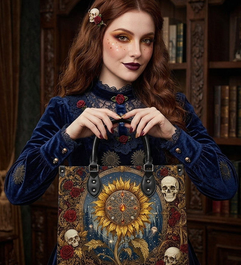Blooming Bones Leather Handbag