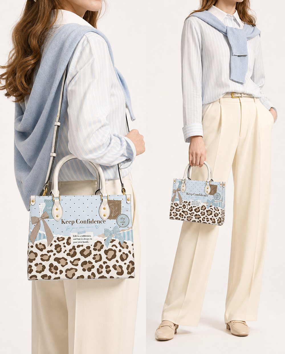 Aqua Spots Leather Handbag