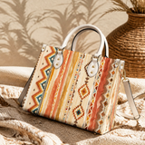Boho Tapestry Leather Handbag