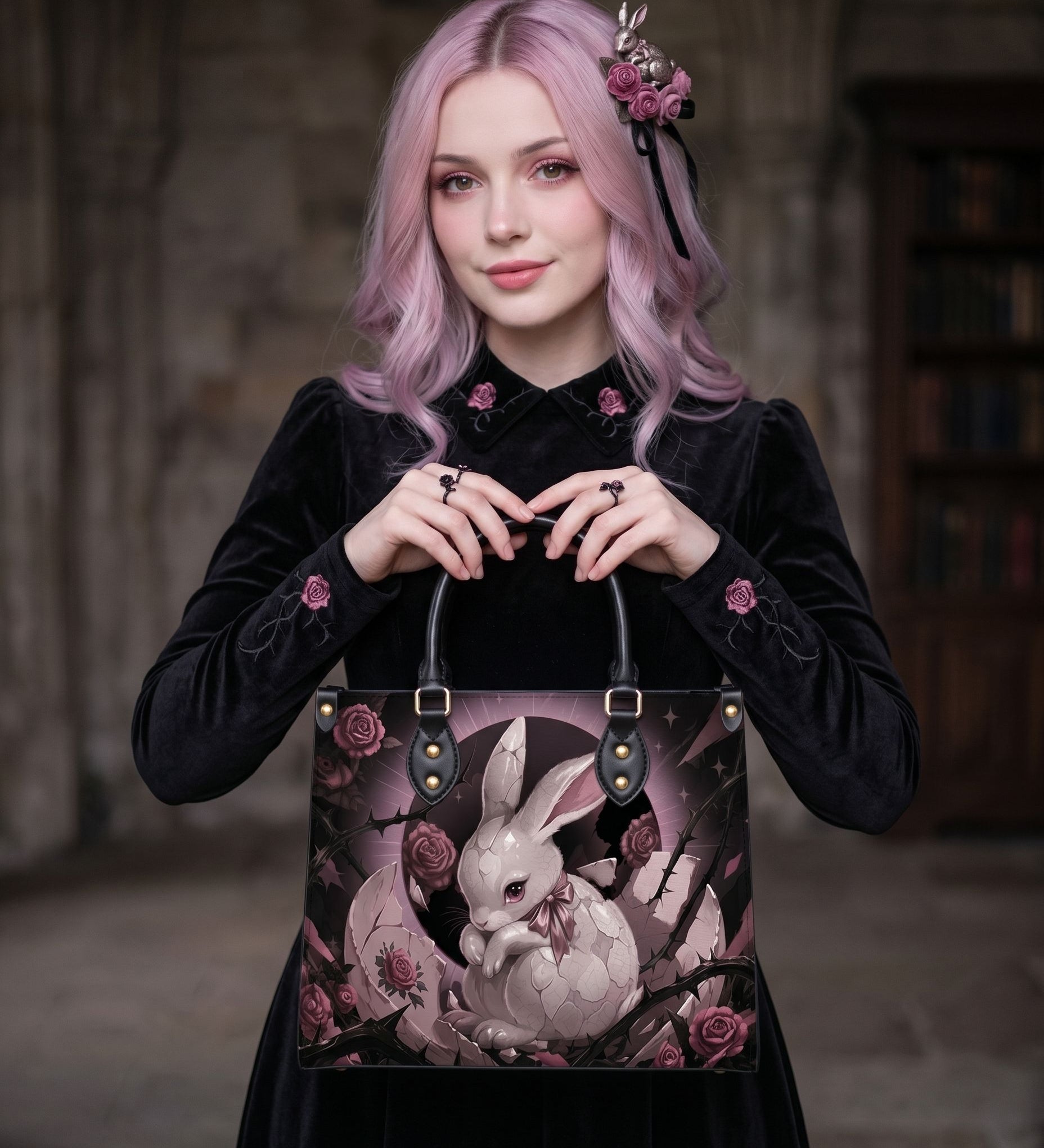 Thorn Egg Rabbit Leather Handbag
