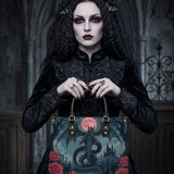 Crimson Moon Dragon Leather Handbag