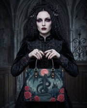 Crimson Moon Dragon Leather Handbag