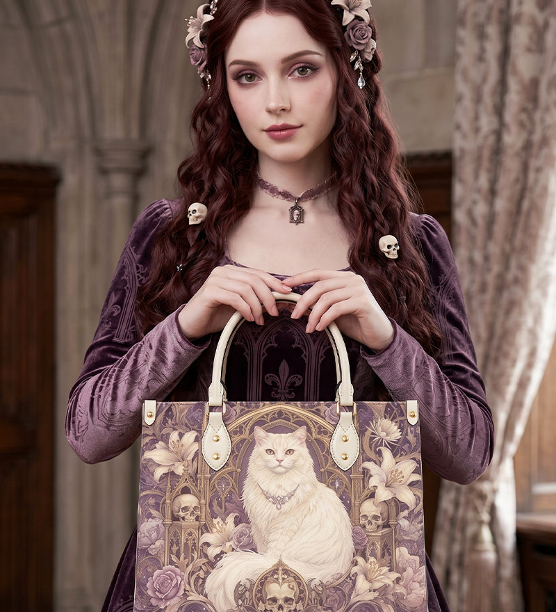 White Peacock Leather Handbag