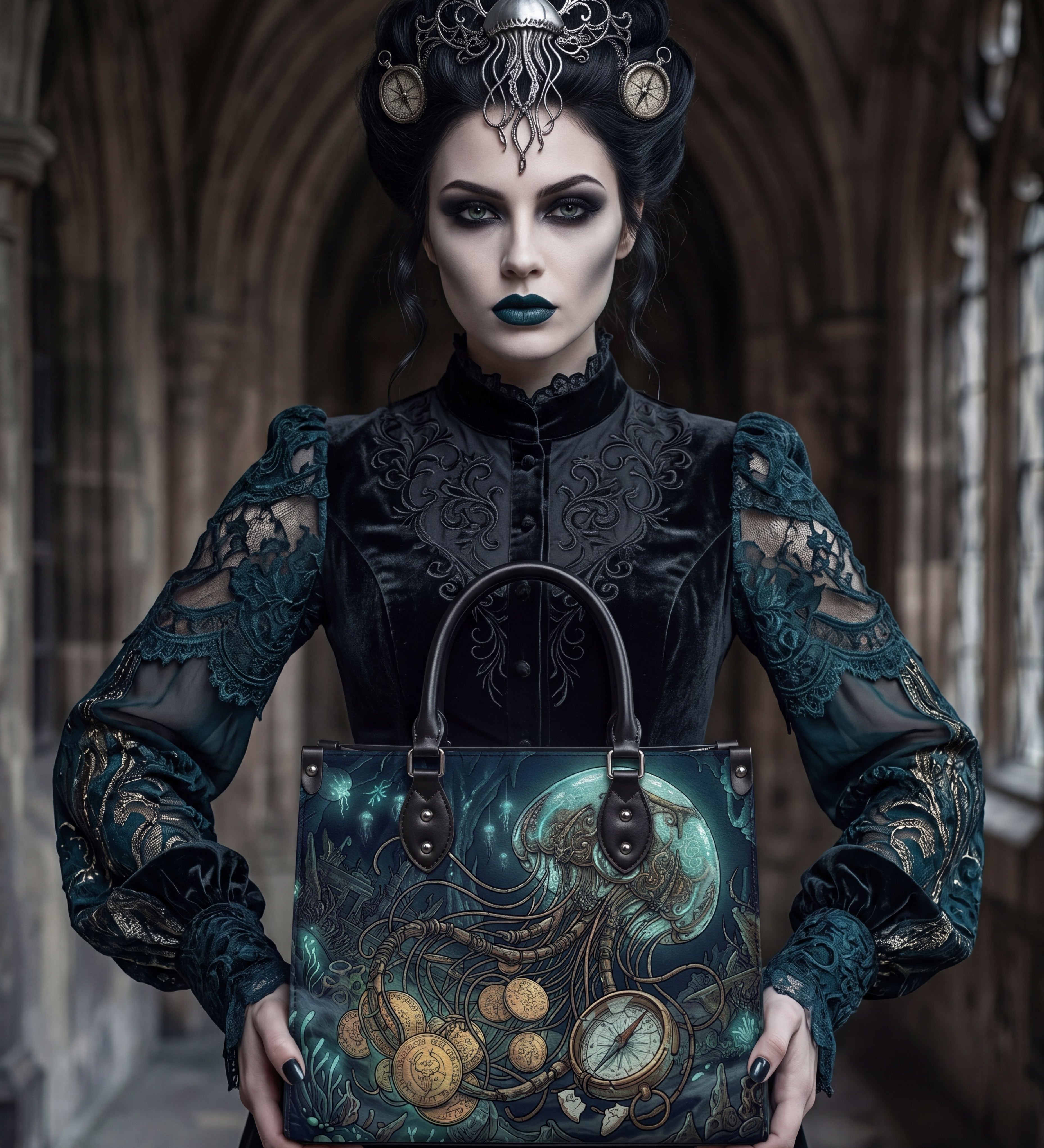 "Abyssal Wraith" Leather Handbag