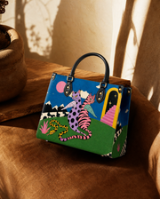 Twin Winged Familiars Leather Handbag