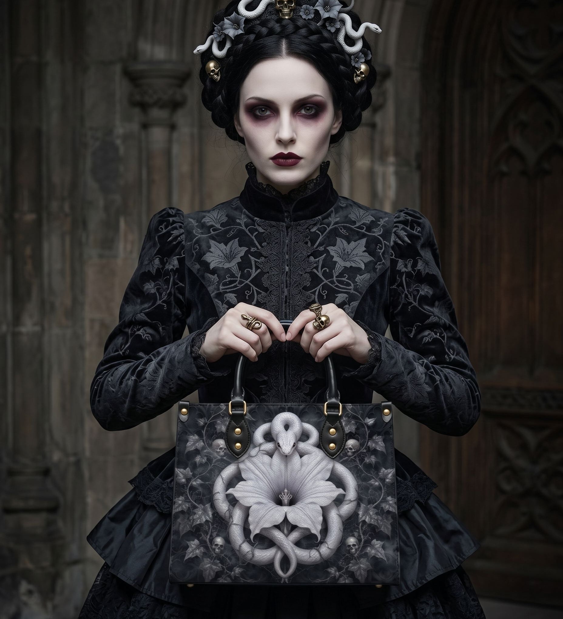Serpent's Datura Leather Handbag