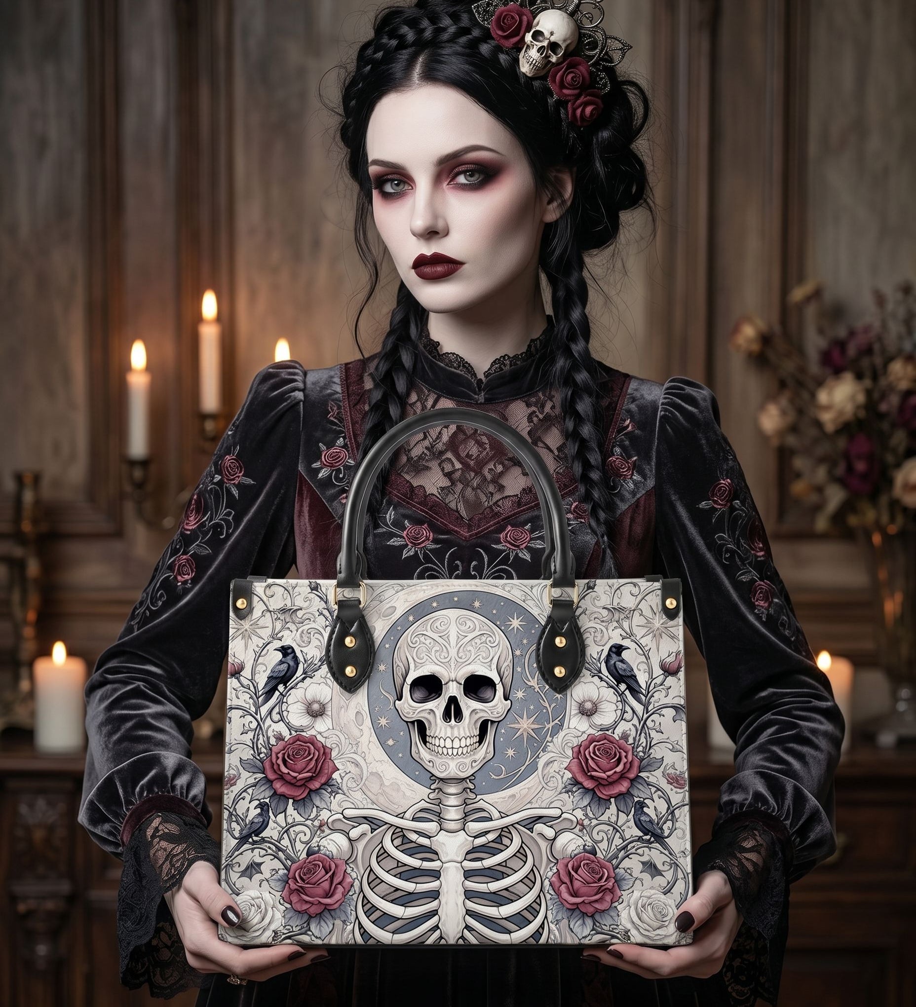 "Bone Scroll" Leather Handbag