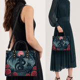 Crimson Moon Dragon Leather Handbag