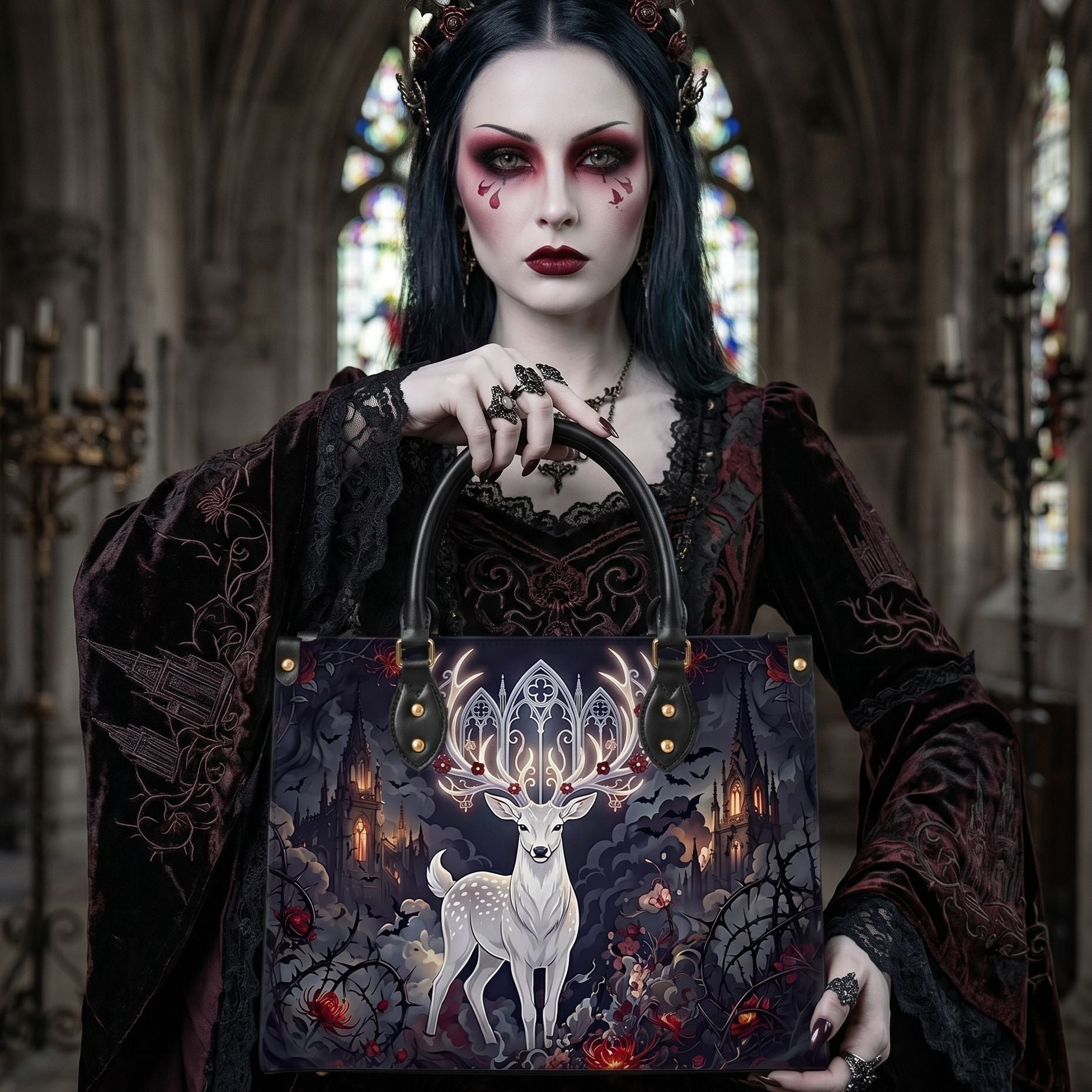 Cathedral Stag Leather Handbag