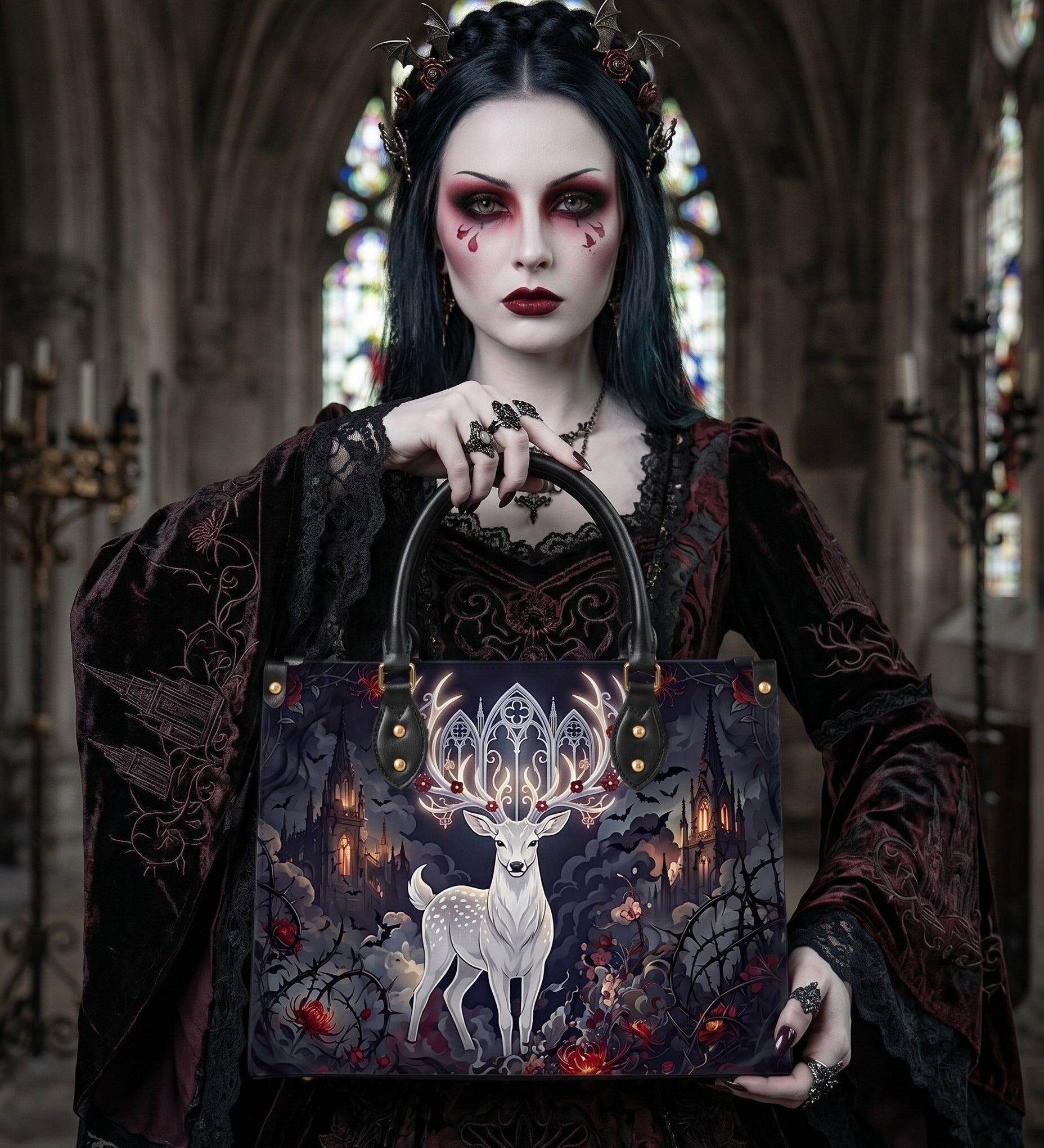 "Cathedral Stag" Leather Handbag