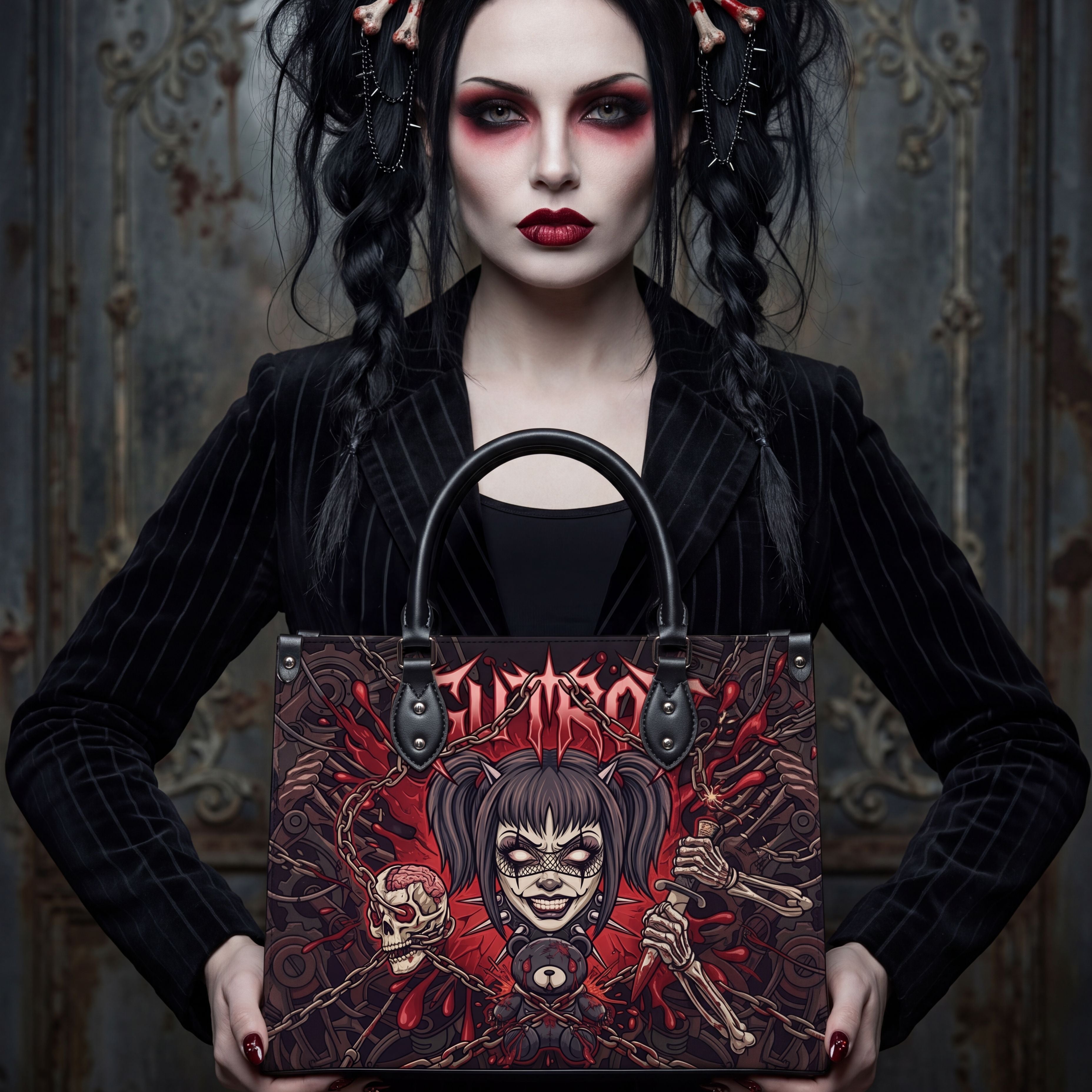 Vicious Puppet Leather Handbag
