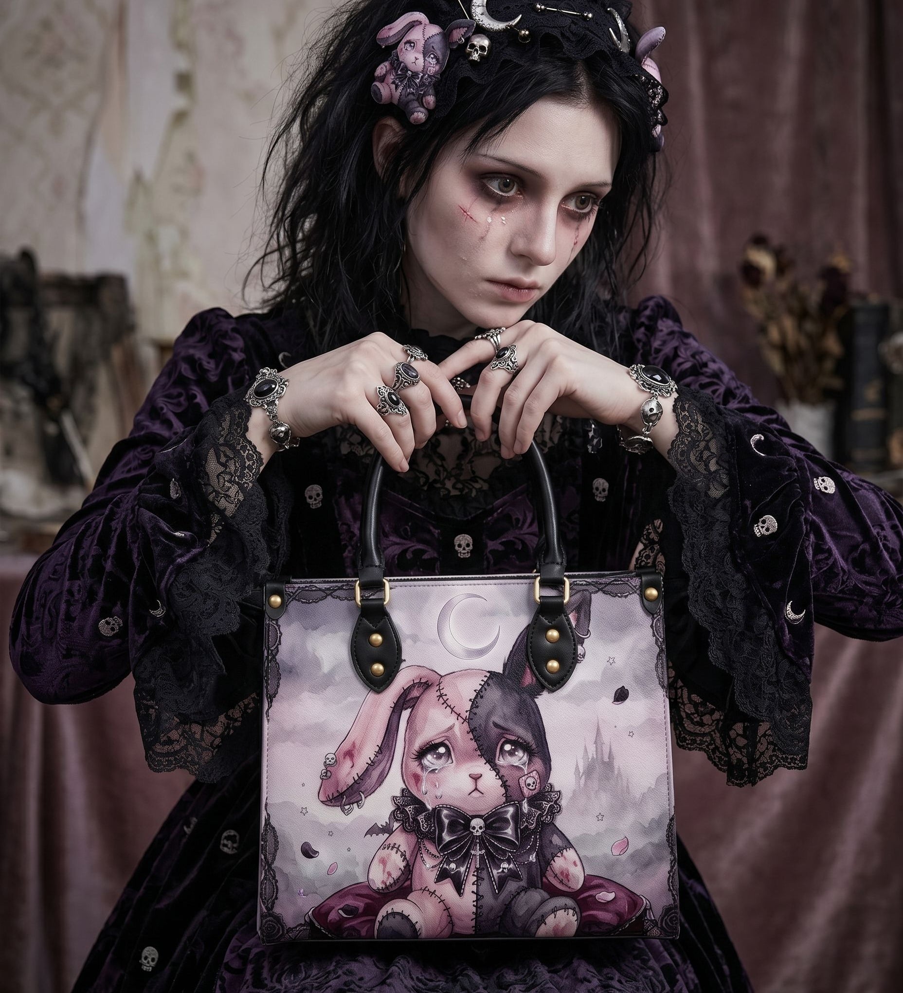 "Weeping Bunny" Leather Handbag