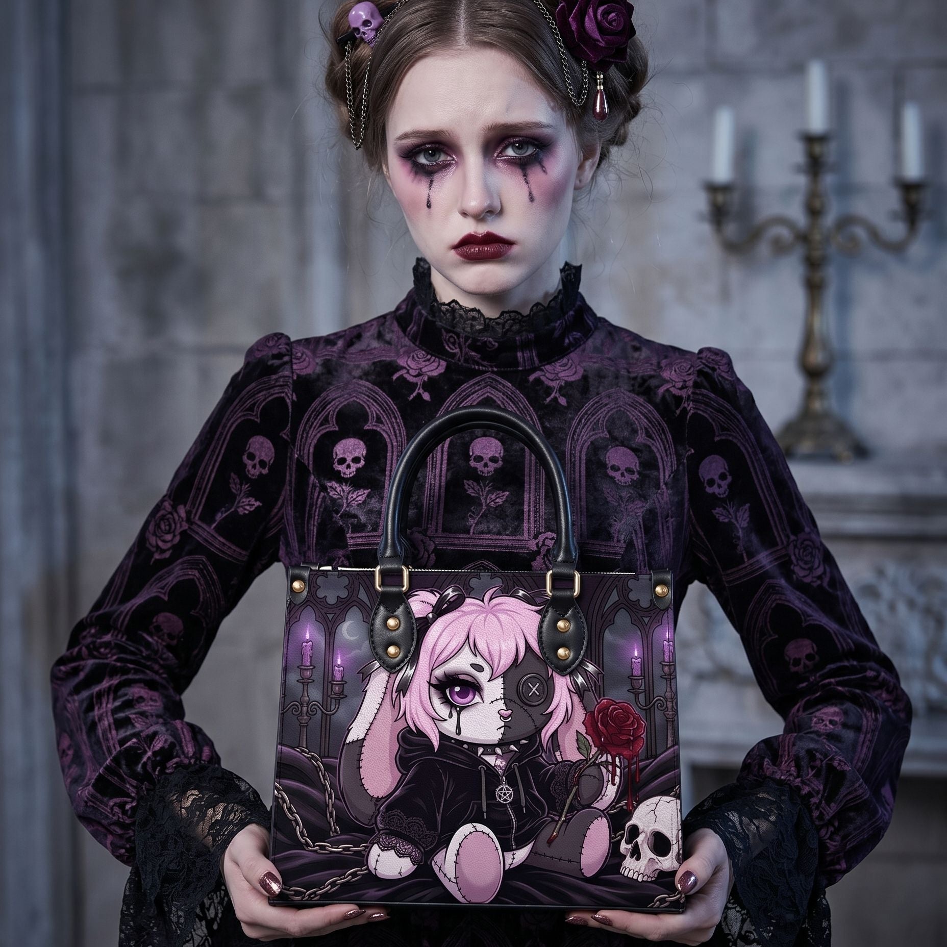 Weeping Rose Leather Handbag