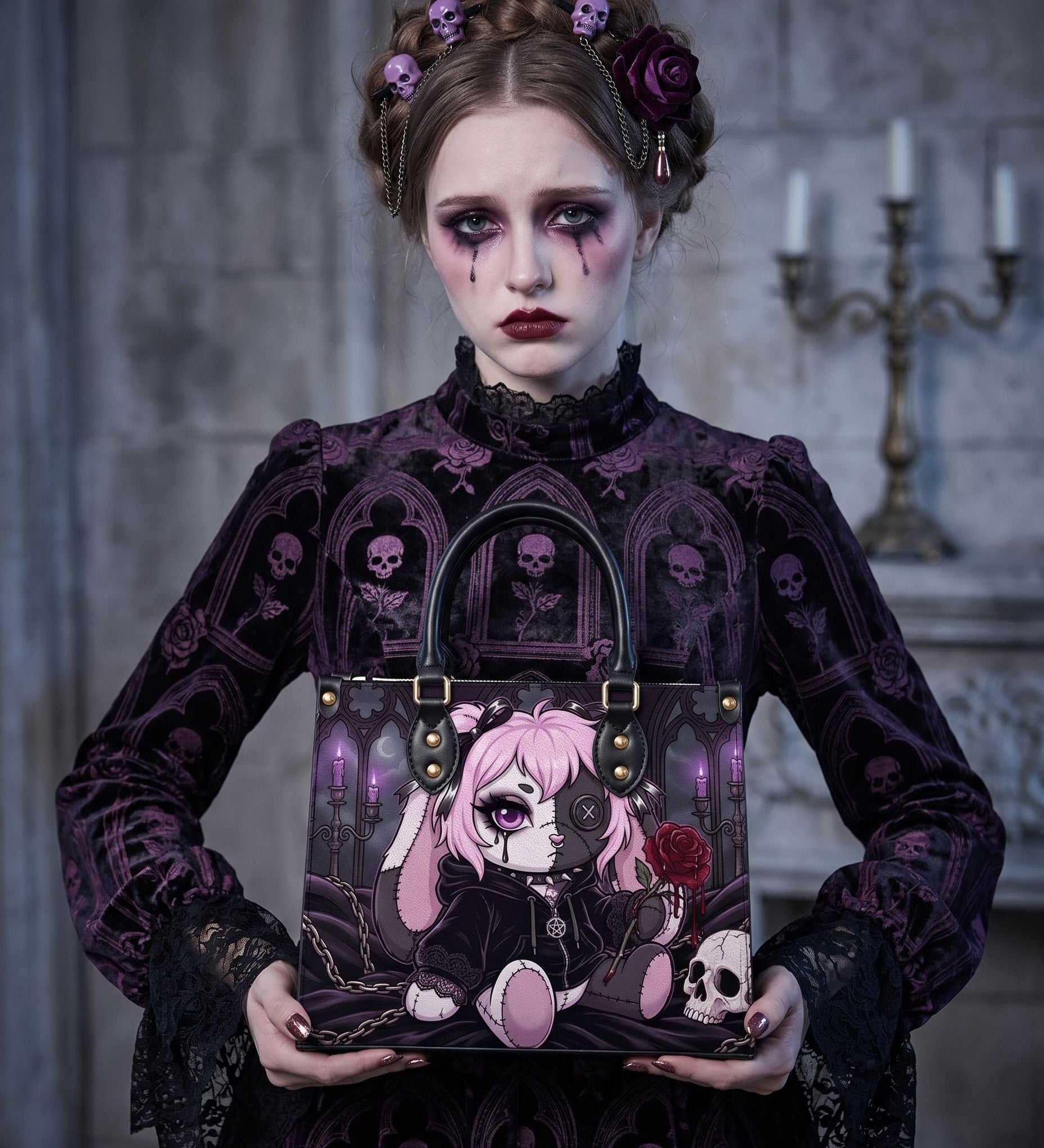 "Weeping Rose" Leather Handbag