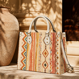 Boho Tapestry Leather Handbag