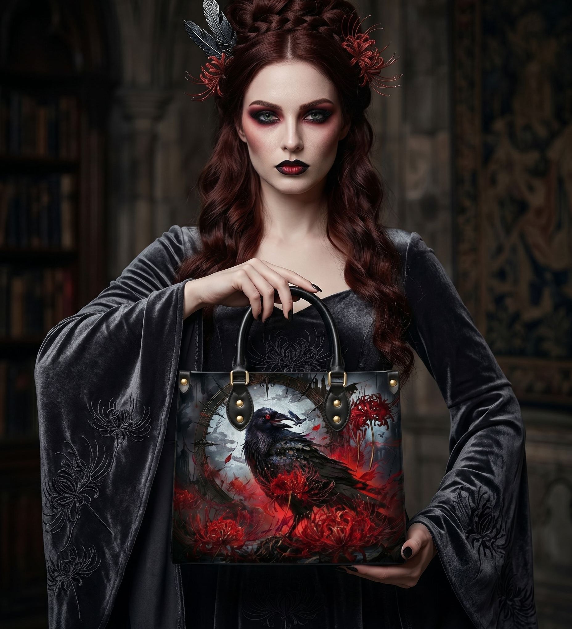 Raven Lycoris Leather Handbag
