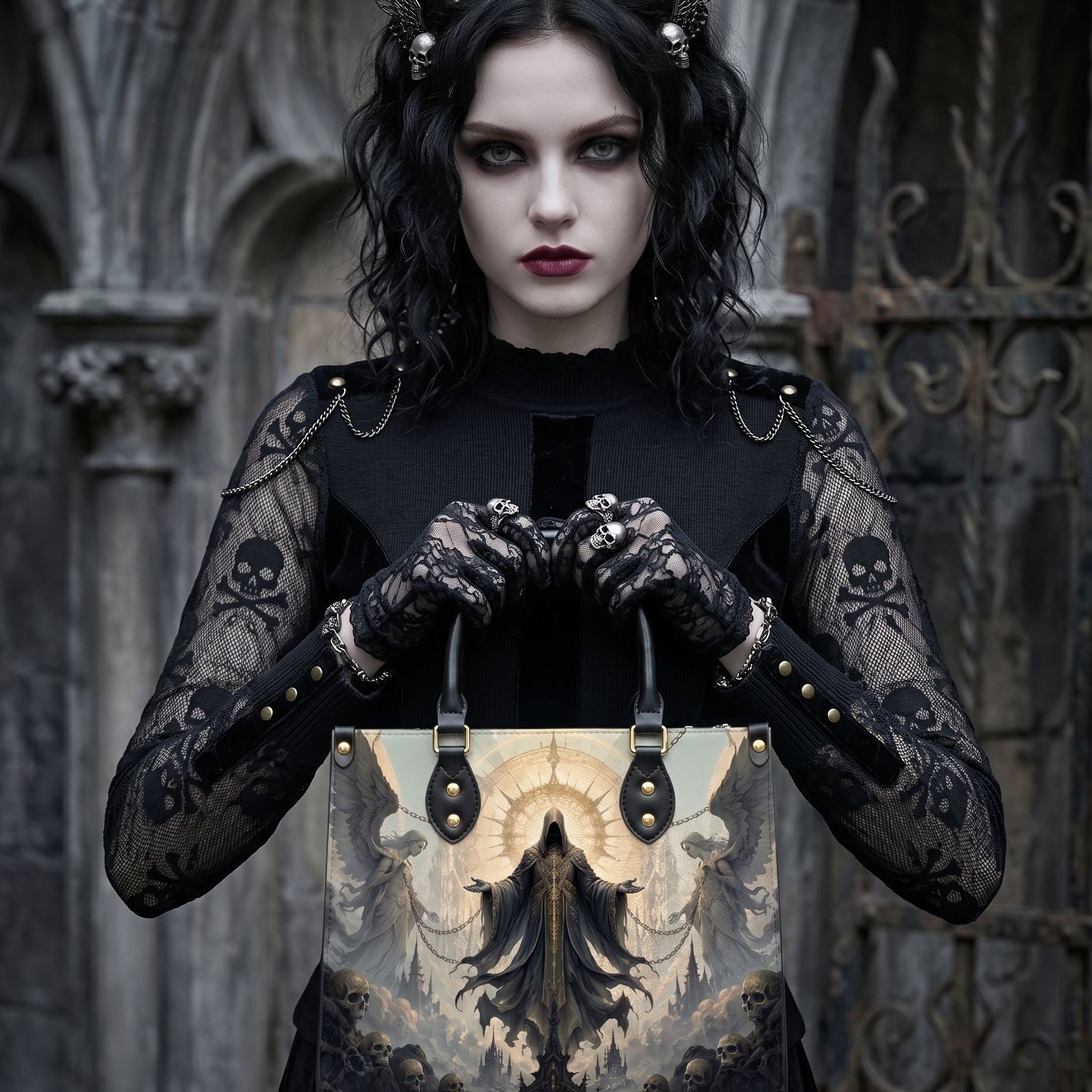 Reaper's Judgment Leather Handbag