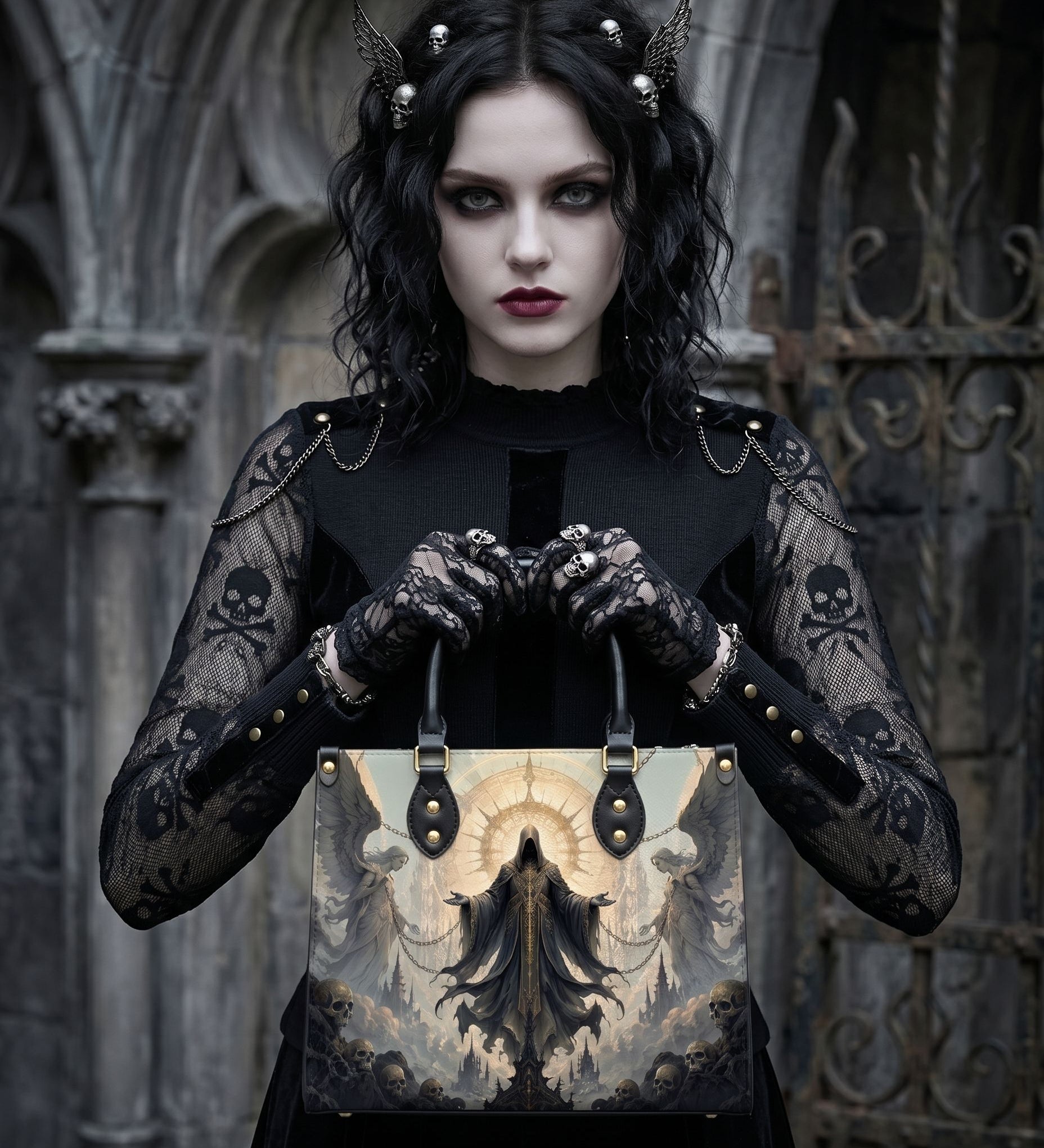 Reaper's Judgment Leather Handbag