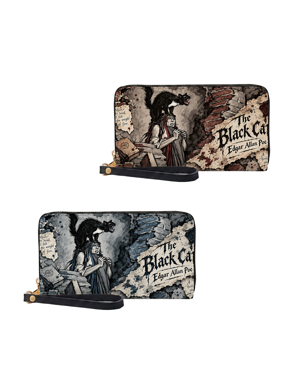 Black Cat Long Zip Wallet