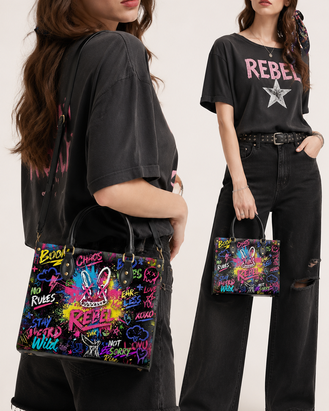 DIY "Paint-Your-Own" Rebel Bunny Bag (Paints Not Included) Leather Handbag