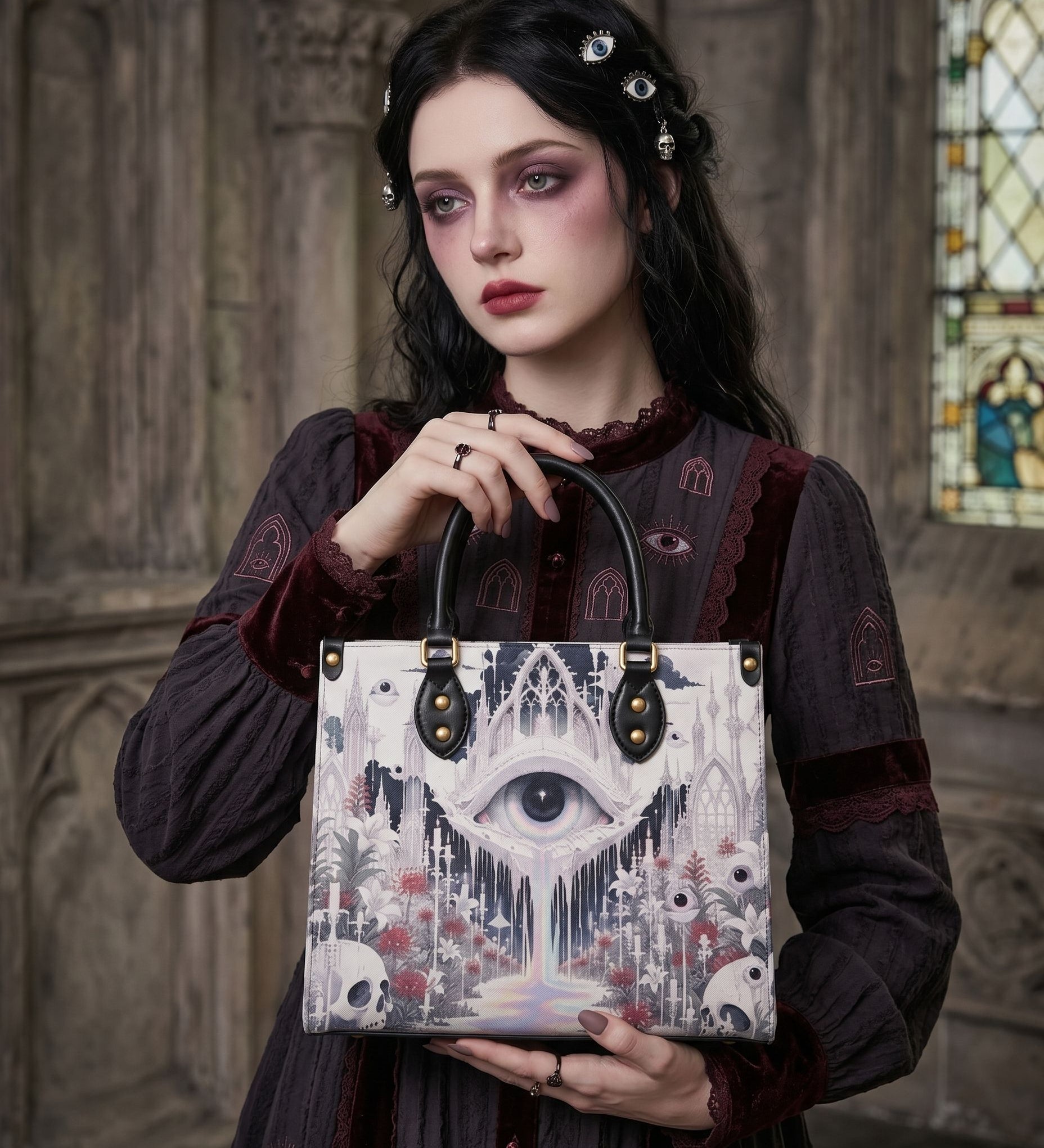 "Tearful Iris" Leather Handbag