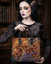 Skull Vortex Leather Handbag
