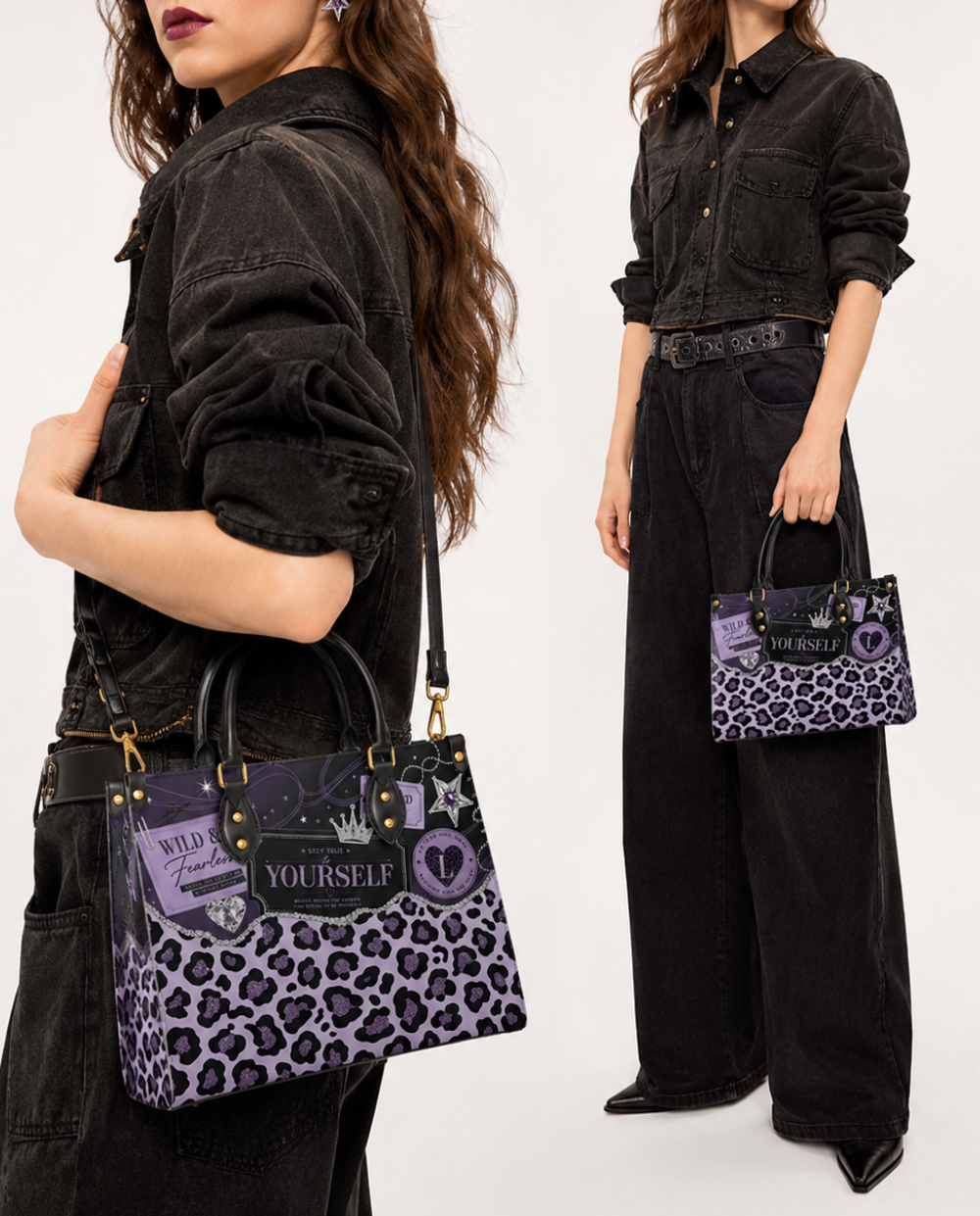 Lilac Spots Leather Handbag