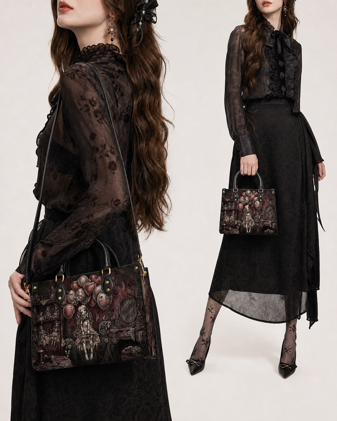Velvet Shadows Leather Handbag