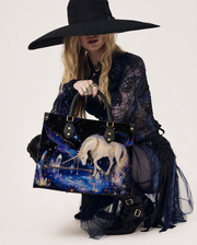 Crystal Veil Leather Handbag
