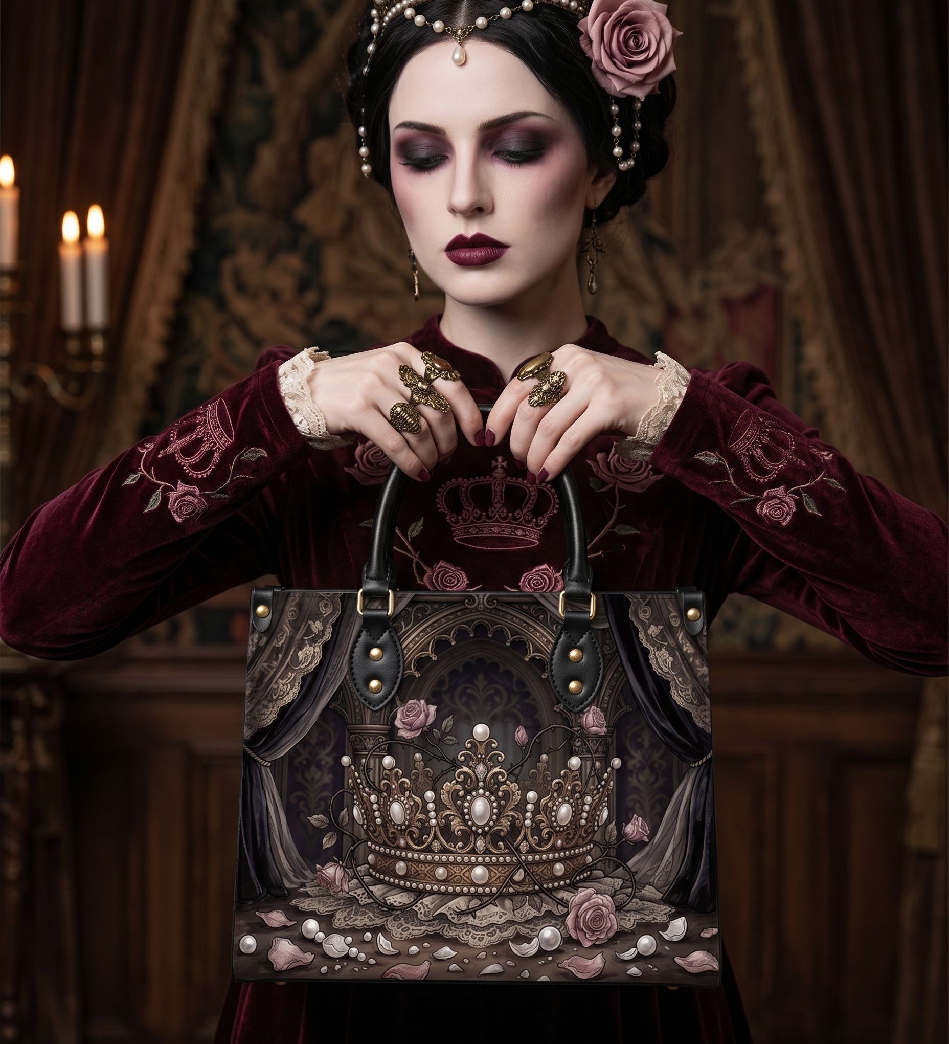Crown Ballad Leather Handbag