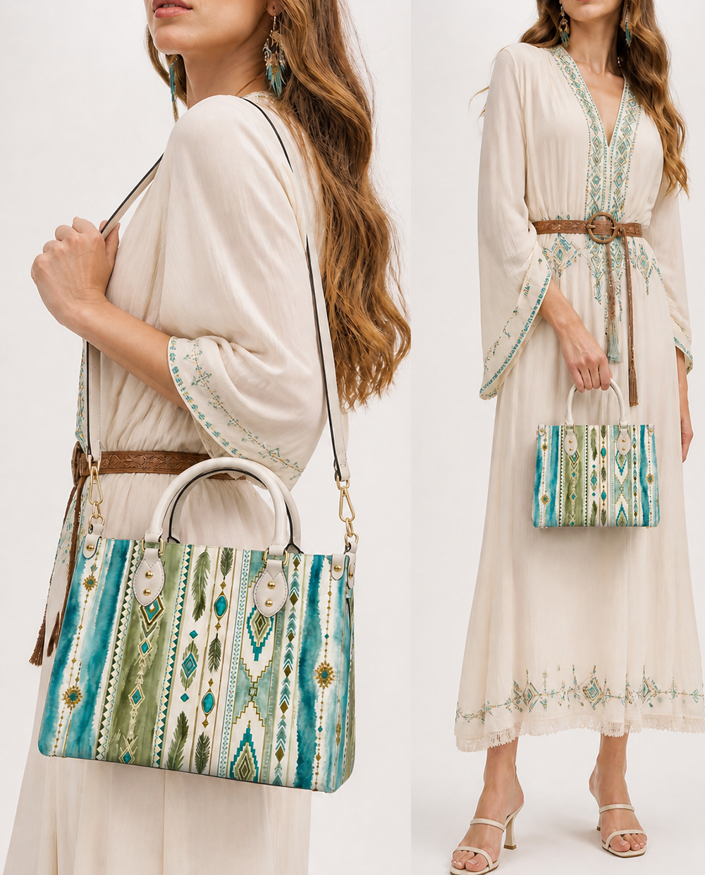 Turquoise Weave Leather Handbag