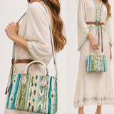 Turquoise Weave Leather Handbag