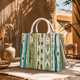 Turquoise Weave Leather Handbag
