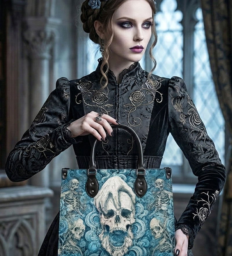Bones Hold Leather Handbag