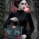 Crimson Moon Dragon Leather Handbag