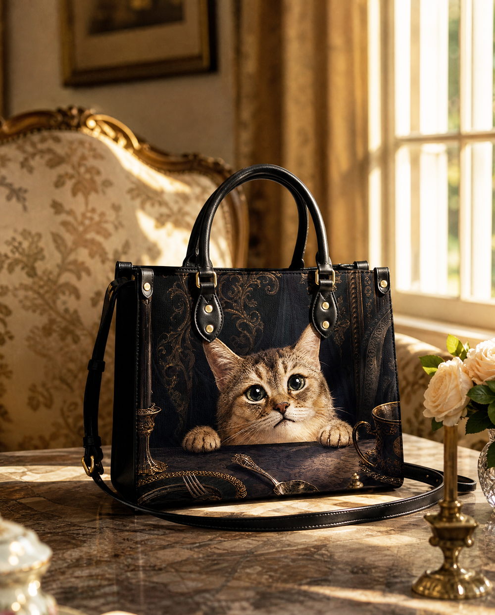 Gilded Peep Leather Handbag