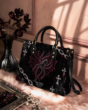 Web of Devotion Leather Handbag